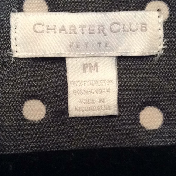 Blk/Wht polka Dot Charter Club MP Polyester top - Picture 3 of 8